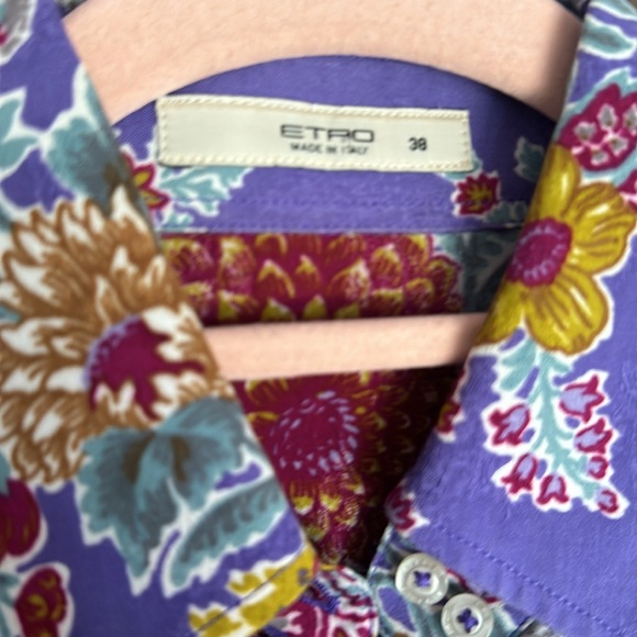 38, XS Etro Vintage Cotton Button Down - Picture 2 of 4